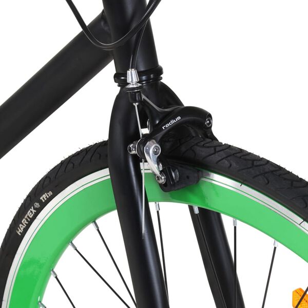 vidaXL V&eacute;lo &agrave; pignon fixe noir et vert 700c 51 cm