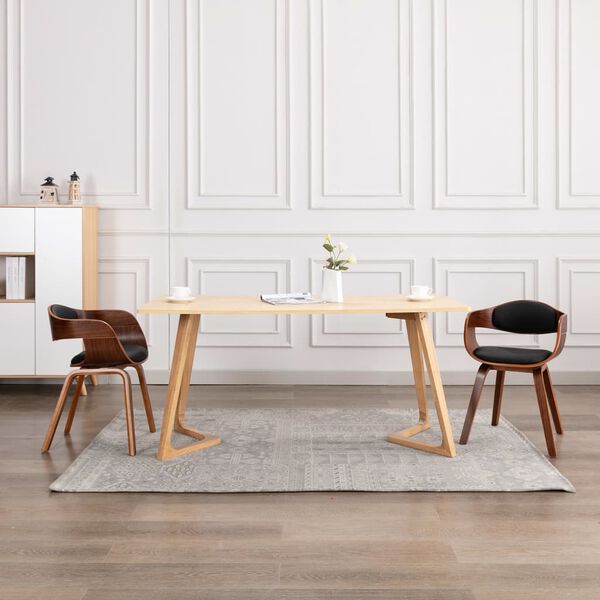 vidaXL Chaises &agrave; manger lot de 2 bois courb&eacute; et similicuir