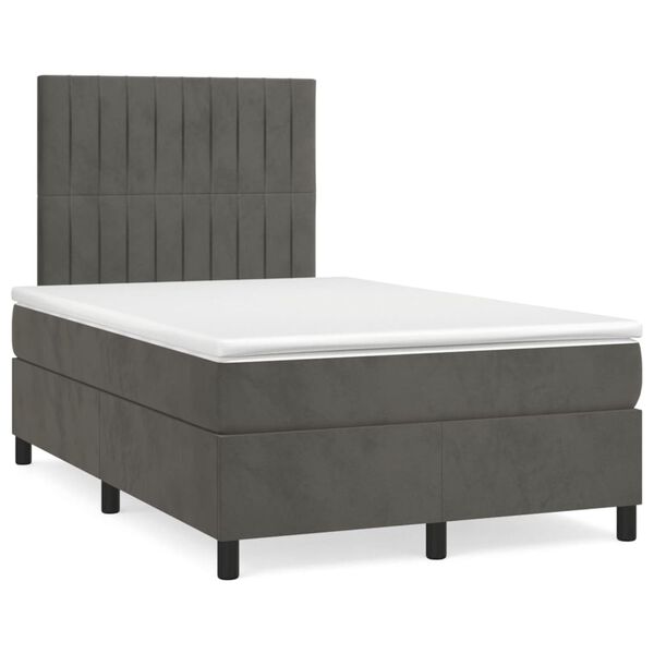vidaXL Sommier &agrave; lattes de lit et matelas Gris fonc&eacute; 120x200cm Velours
