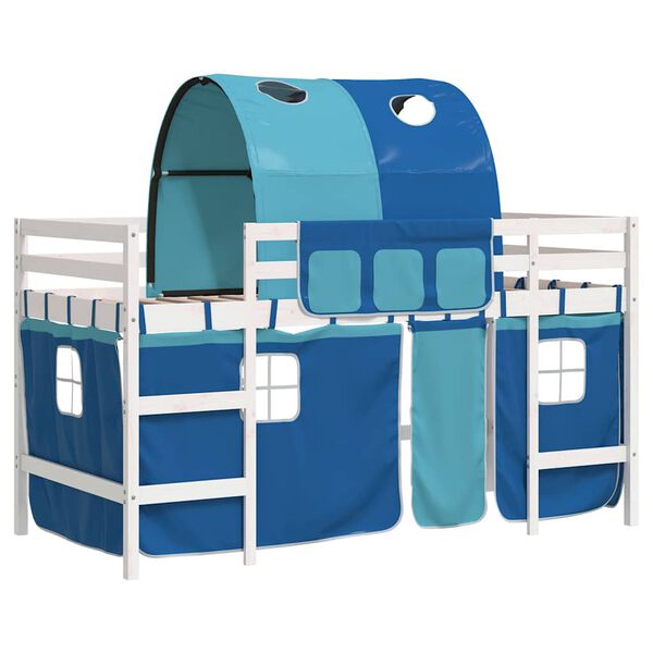 vidaXL Lit mezzanine enfants avec tunnel sans matelas bleu 80x200 cm