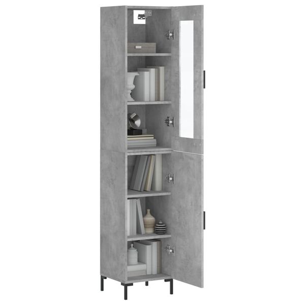 vidaXL Buffet haut Gris b&eacute;ton 34,5x34x180 cm Bois d'ing&eacute;nierie