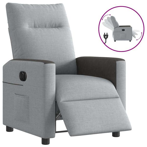vidaXL Fauteuil inclinable &eacute;lectrique Gris clair Tissu
