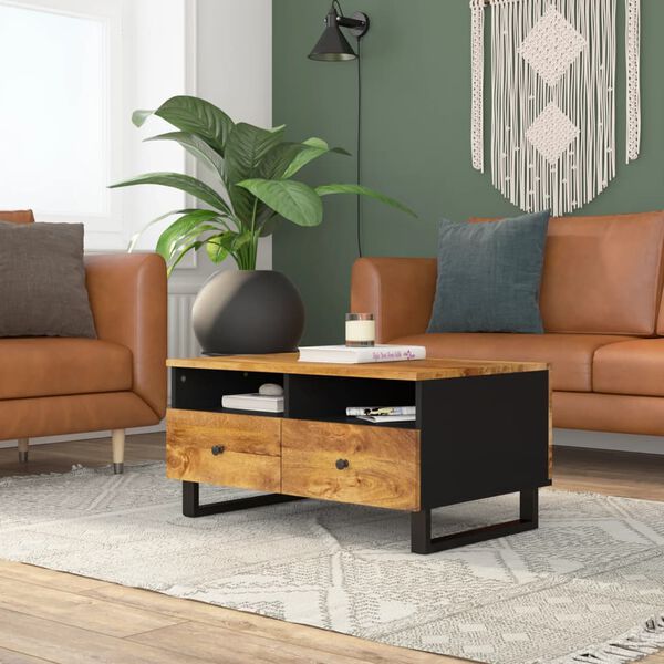 vidaXL Table basse 80x54x40 cm Bois de manguier solide et d'ing&eacute;nierie