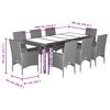 vidaXL Ensemble &agrave; manger de jardin et coussins 9 pcs gris rotin acacia