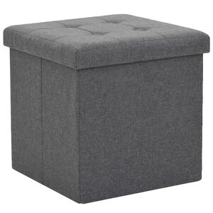 vidaXL Tabouret de rangement pliable Gris fonc&eacute; Faux lin