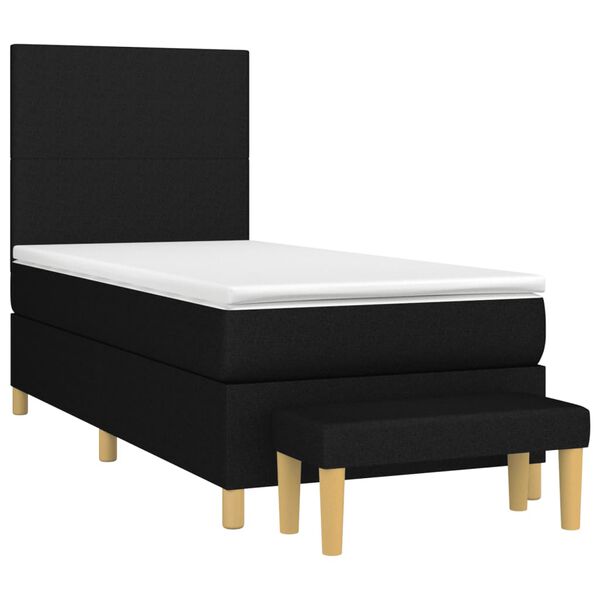 vidaXL Sommier &agrave; lattes de lit avec matelas Noir 100x200 cm Tissu