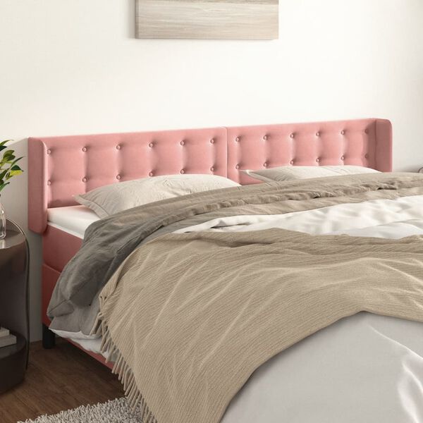 vidaXL T&ecirc;te de lit avec oreilles Rose 183x16x78/88 cm Velours