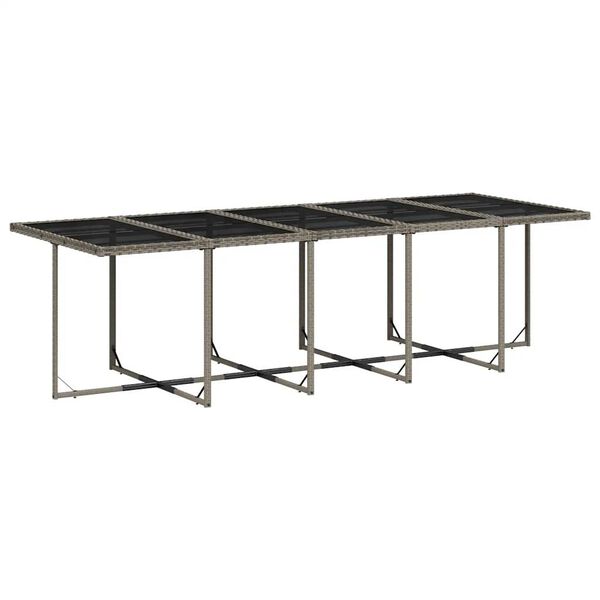 vidaXL Ensemble &agrave; manger de jardin 15 pcs coussins gris r&eacute;sine tress&eacute;e