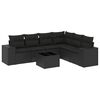 vidaXL Salon de jardin 7 pcs avec coussins noir r&eacute;sine tress&eacute;e