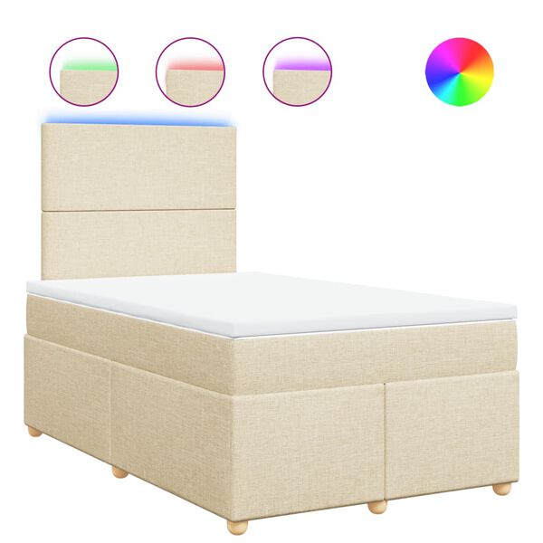 vidaXL Sommier &agrave; lattes de lit avec matelas cr&egrave;me 120x190 cm tissu