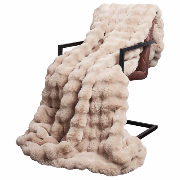 vidaXL Couverture en Fourrure de Lapin Synth&eacute;tique 4 pcs Beige