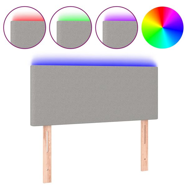 vidaXL T&ecirc;te de lit &agrave; LED Gris clair 100x5x78/88 cm Tissu