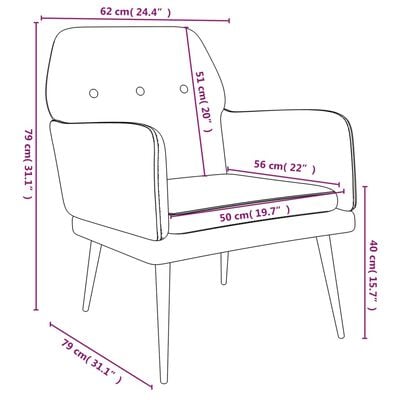 vidaXL Fauteuil Jaune 62x79x79 cm Velours