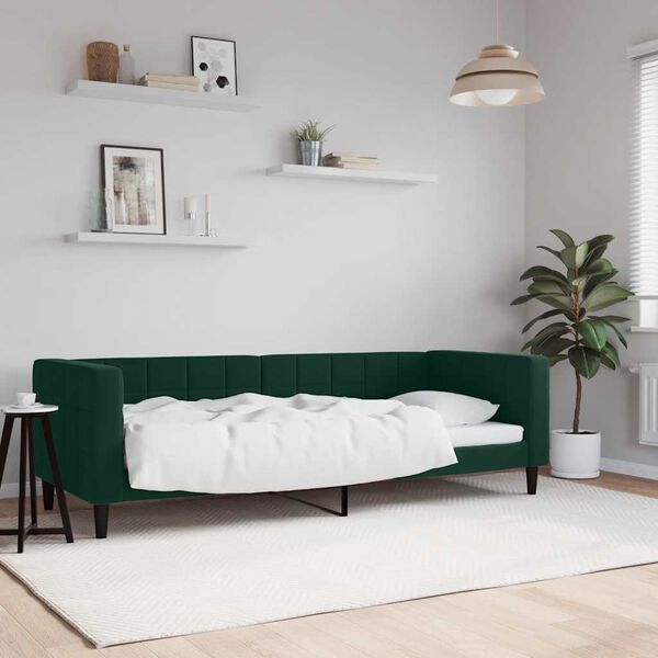 vidaXL Lit de repos sans matelas vert fonc&eacute; 80x200 cm velours