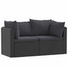 vidaXL Canap&eacute;s de jardin 2 pcs avec coussins R&eacute;sine tress&eacute;e Noir