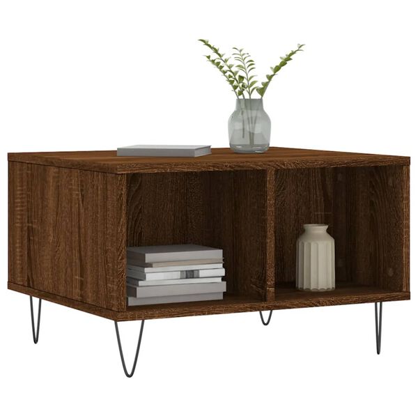 vidaXL Table basse Ch&ecirc;ne marron 60x50x36,5 cm Bois d'ing&eacute;nierie