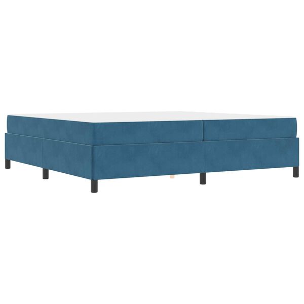 vidaXL Cadre de lit avec matelas Bleu fonc&eacute; 200 x 200 cm tissu