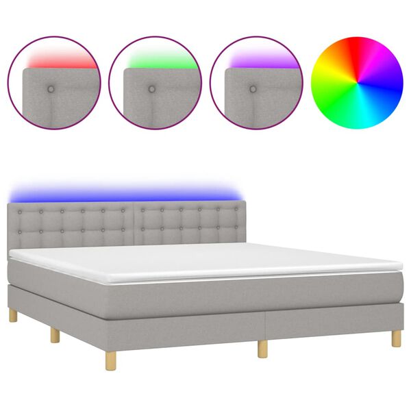 vidaXL Sommier &agrave; lattes de lit matelas LED Gris clair 160x200 cm Tissu