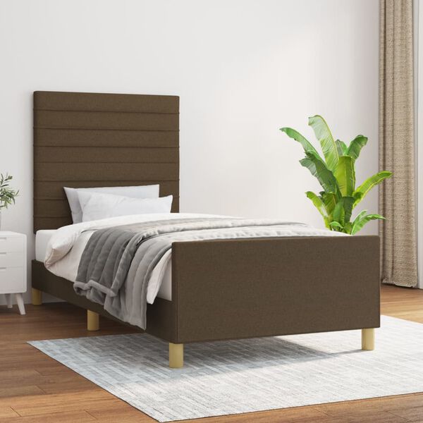 vidaXL Cadre de lit sans matelas marron fonc&eacute; 90x200 cm tissu
