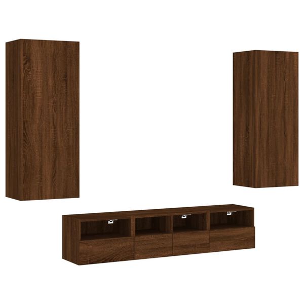 vidaXL Unit&eacute;s murales TV 5 pcs ch&ecirc;ne marron bois d'ing&eacute;nierie