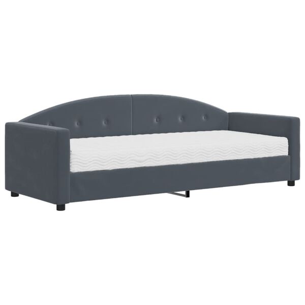 vidaXL Lit de jour avec matelas gris fonc&eacute; 80x200 cm velours