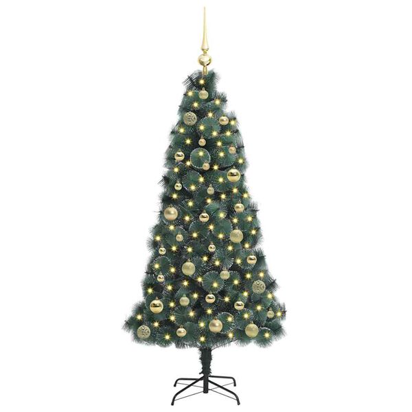 vidaXL Arbre de No&euml;l artificiel pr&eacute;-&eacute;clair&eacute; avec jeu de boules 150 cm