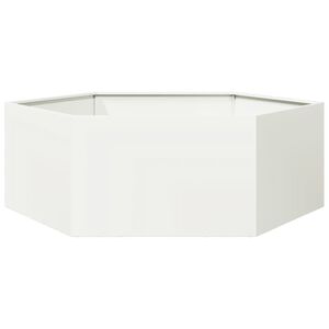 vidaXL Jardini&egrave;re blanc hexagone 138x120x45 cm acier