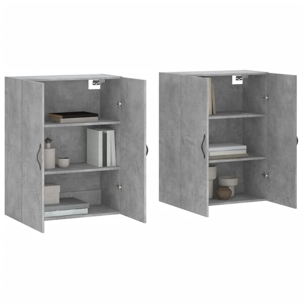 vidaXL Armoires murales 2 pcs gris b&eacute;ton bois d'ing&eacute;nierie