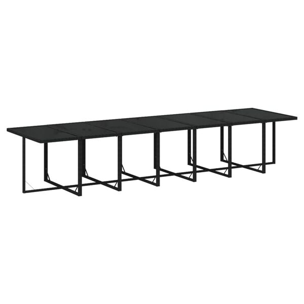vidaXL Ensemble &agrave; manger de jardin coussins 19 pcs R&eacute;sine tress&eacute;e Noir