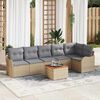 vidaXL Ensemble de canap&eacute; de jardin 7 pcs Beige Poly rotin