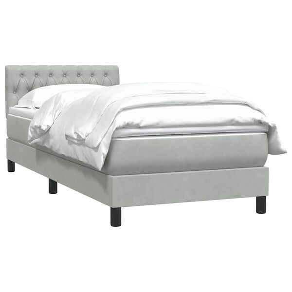 vidaXL Sommier &agrave; lattes de lit et matelas gris clair 90x210 cm velours