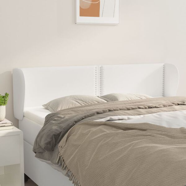 vidaXL T&ecirc;te de lit avec oreilles Blanc 147x23x78/88 cm Similicuir