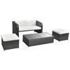 vidaXL Salon de jardin 4 pcs avec coussins R&eacute;sine tress&eacute;e Noir
