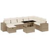 vidaXL Salon de jardin avec coussins 9 pcs beige r&eacute;sine tress&eacute;e