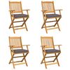 vidaXL Chaise pliante 4 pc Gris Bois d'acacia massif