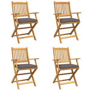 vidaXL Chaise pliante 4 pc Gris Bois d'acacia massif