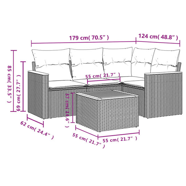 vidaXL Salon de jardin avec coussins 5 pcs beige r&eacute;sine tress&eacute;e