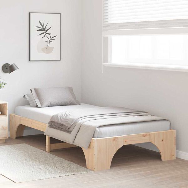 vidaXL Cadre de lit Naturel 100 x 200 cm Pin massif