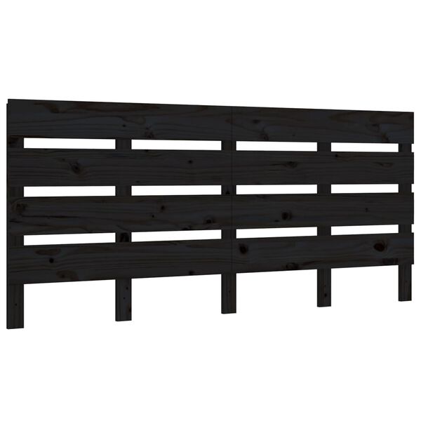 vidaXL T&ecirc;te de lit Noir 180x3x80 cm Bois massif de pin