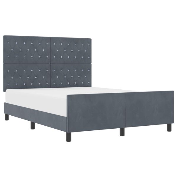 vidaXL Lit &agrave; ressorts avec t&ecirc;te de lit Gris fonc&eacute; 160 x 200 cm Velours