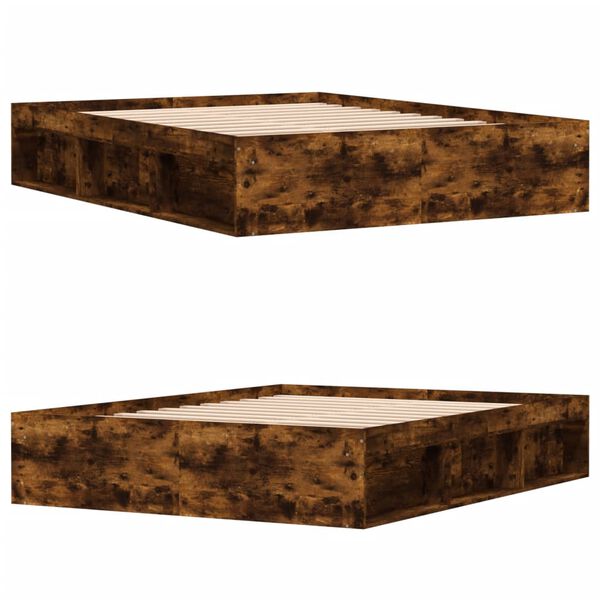 vidaXL Cadre de lit sans matelas ch&ecirc;ne fum&eacute; 140x200 cm