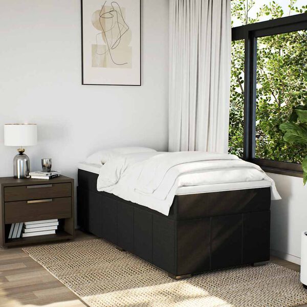 vidaXL Sommier &agrave; lattes de lit avec matelas Noir 100x200 cm Tissu