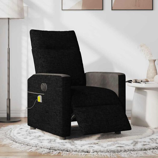 vidaXL Fauteuil de massage inclinable &eacute;lectrique Noir Tissu