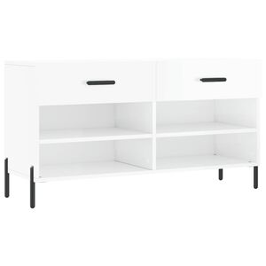 vidaXL Banc &agrave; chaussures blanc brillant 102x35x55 cm bois d'ing&eacute;nierie