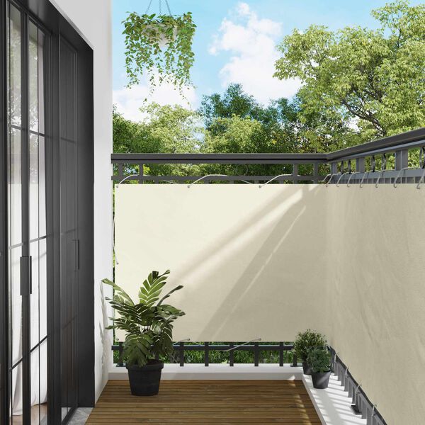 vidaXL &Eacute;cran de balcon Cr&egrave;me 110 x 200 cm Tissu Oxford