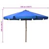 vidaXL Parasol d'extérieur avec mât en bois 330 cm Bleu azuré