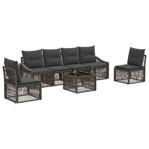 vidaXL Ensemble de canap&eacute; de jardin 7 pc Gris polyrotin