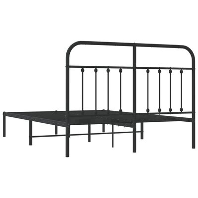 vidaXL Cadre de lit métal sans matelas avec tête de lit noir 140x190cm