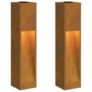 vidaXL Lumi&egrave;re de Chemin LED Solaire 2 pcs Galvanis&eacute; Galvanis&eacute;