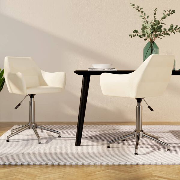 vidaXL Chaises pivotantes &agrave; manger lot de 2 Cr&egrave;me Tissu